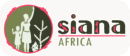 Siana Africa logo with white background. A circular visual logo and the name ‘siana Africa’ alongside it. The circular logo is the cross section of a dragon fruit and features a woman with her left hand fully raised. She is holding the hand of a little girl who has her right hand slightly raised. The outline from the woman's hand to feet mimic a river flow. An olive-green background is behind the woman and girl and to their left there is a dragon fruit and cactus image on dark green background.